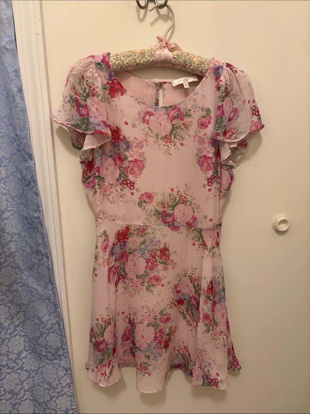 LoveShackFancy Pink Floral Mini Dress